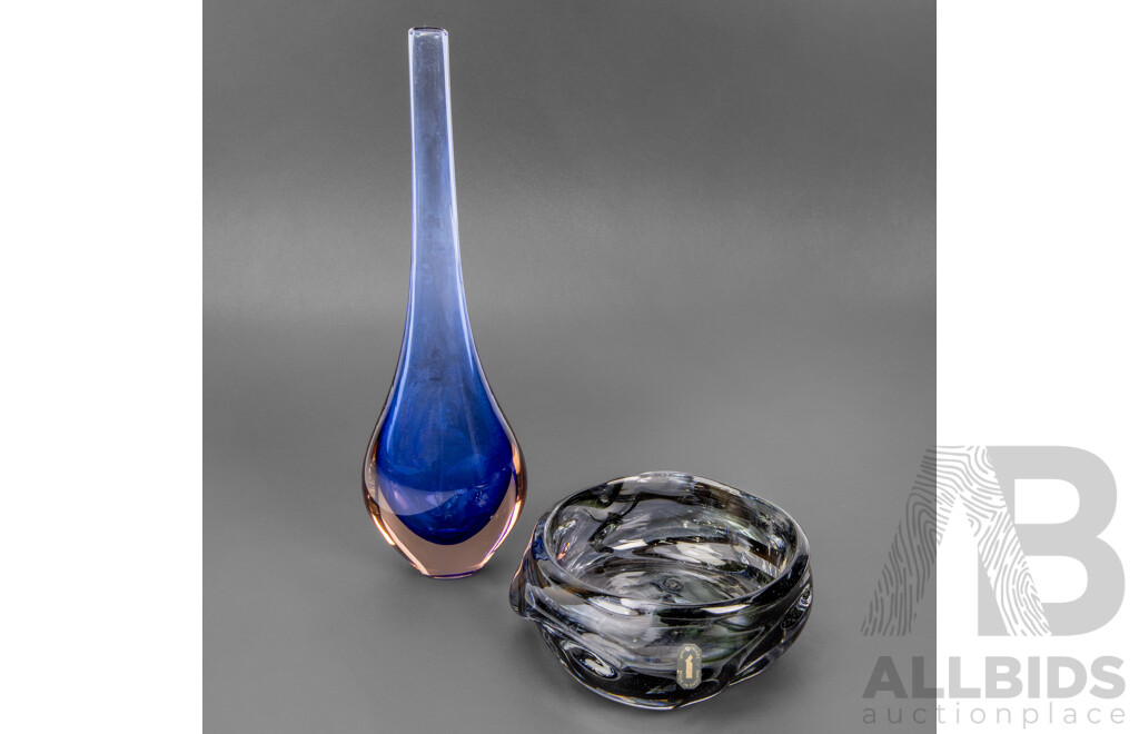Whitefriers Art Glass Bowl and Art Glass Stem Vase