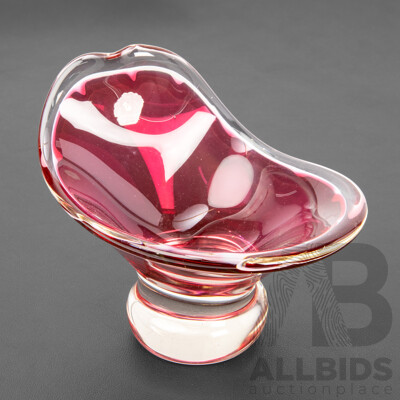 Vintage 1954 Coquille Series Sommerso Art Glass Vase by Paul Kedelv for Flygsfors