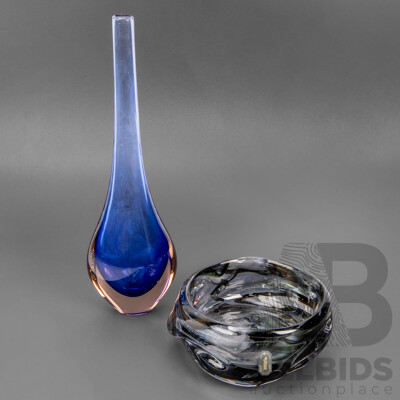 Whitefriers Art Glass Bowl and Art Glass Stem Vase