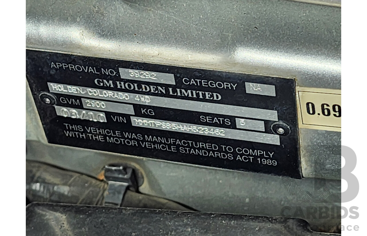 03/2010 Holden Colorado LX (4x4) RC MY10 Crew Cab P/Up Silver 3.0L