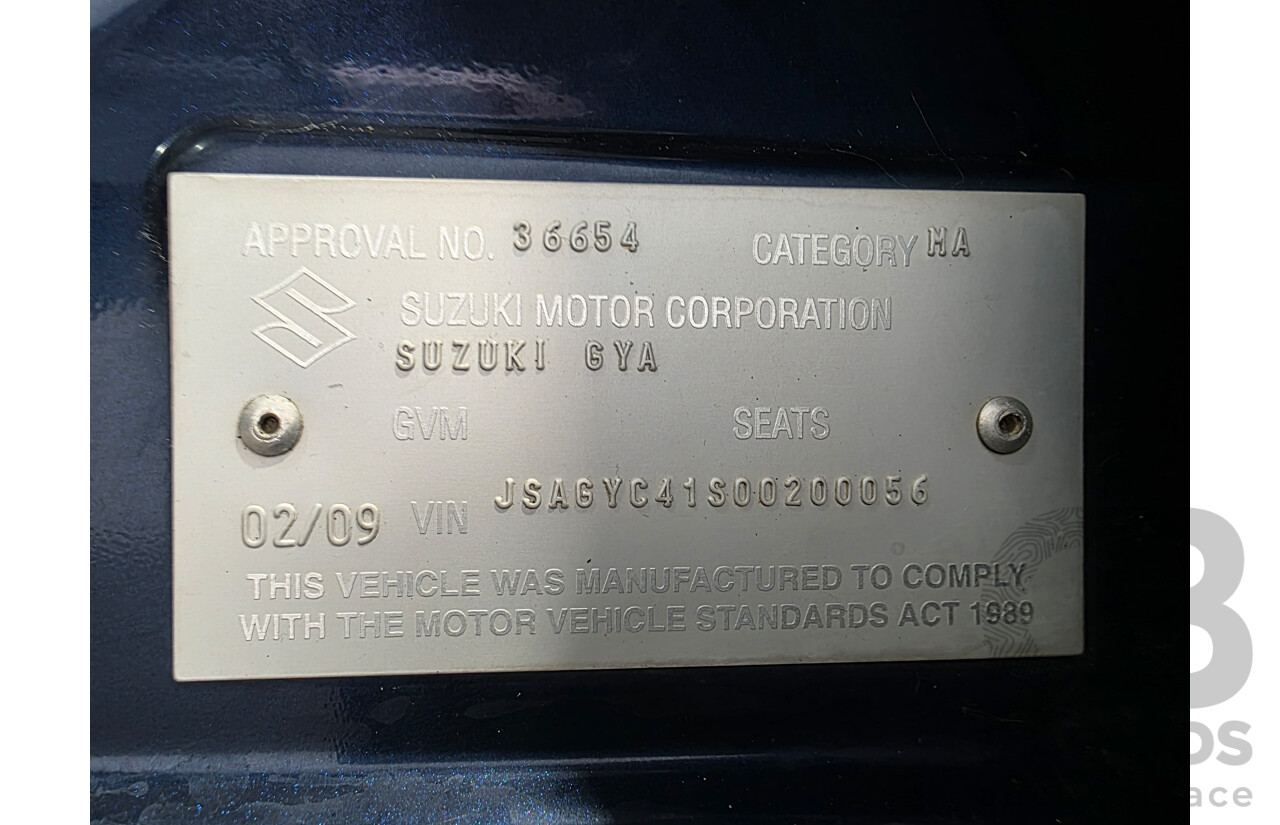 02/2009 Suzuki SX4 GY 4D Sedan Deep Sea Blue Metallic 2.0L