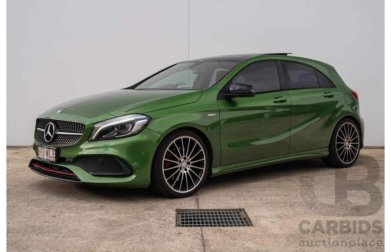 03/2016 Mercedes Benz A250 Sport 4Matic (AWD) 176 MY15 5d Hatchback Elbaite Green Metallic Turbo 2.0L