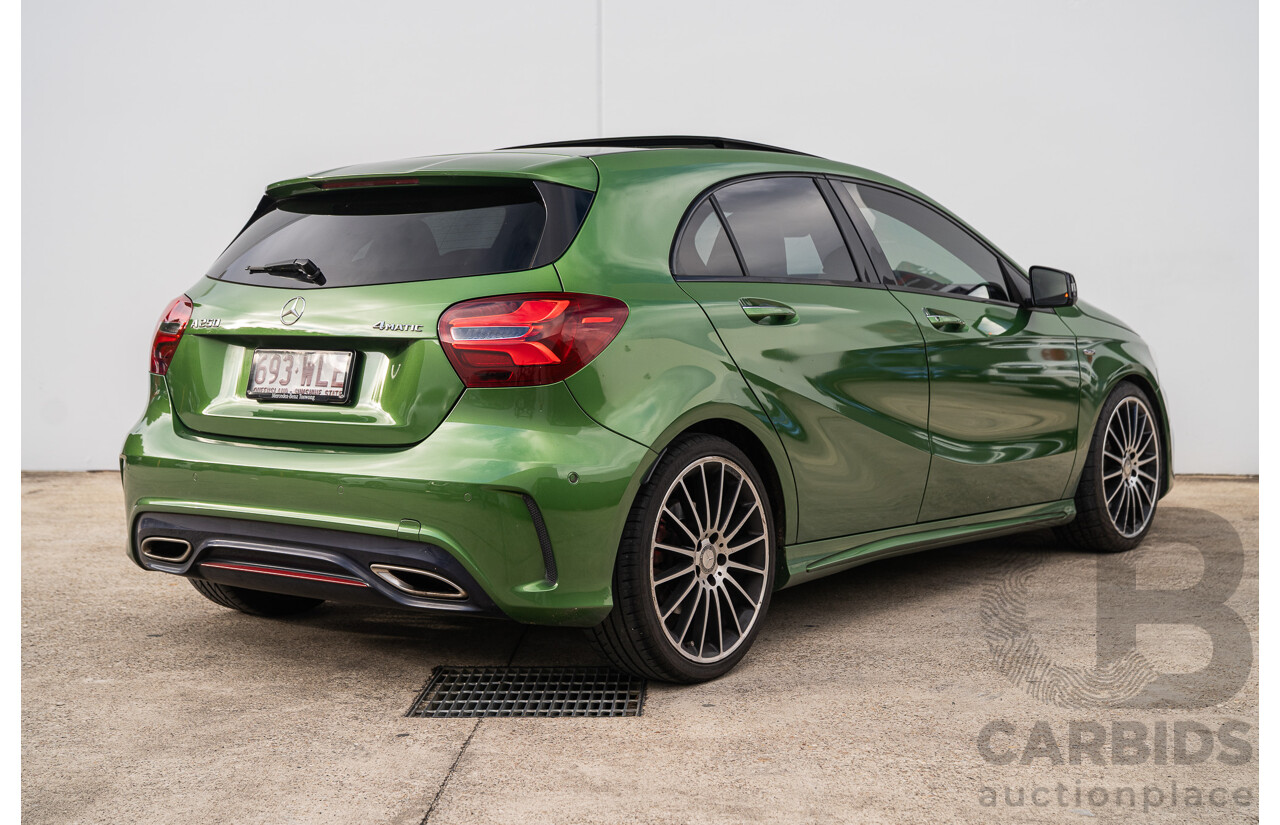 03/2016 Mercedes Benz A250 Sport 4Matic (AWD) 176 MY15 5d Hatchback Elbaite Green Metallic Turbo 2.0L