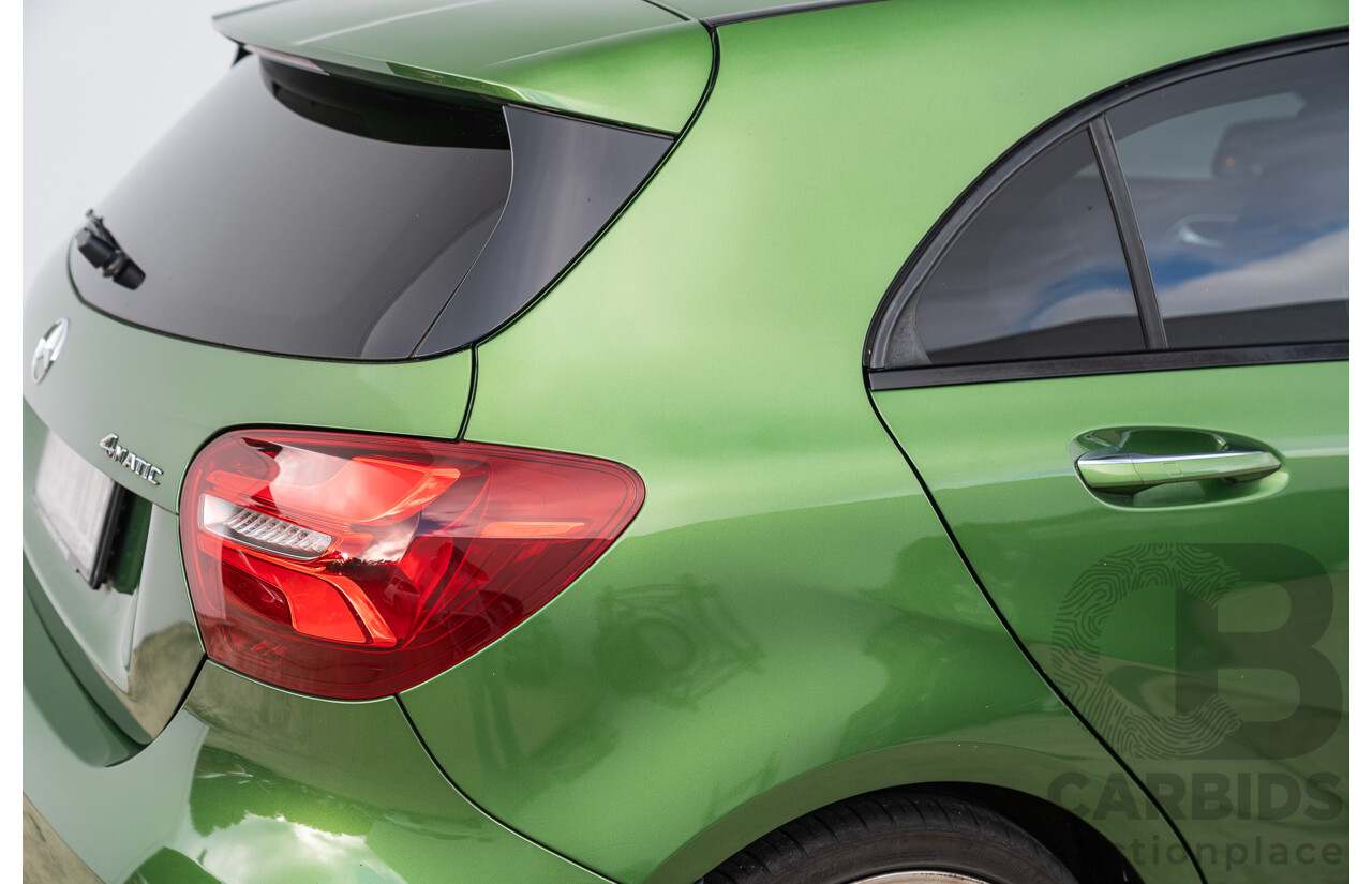 03/2016 Mercedes Benz A250 Sport 4Matic (AWD) 176 MY15 5d Hatchback Elbaite Green Metallic Turbo 2.0L
