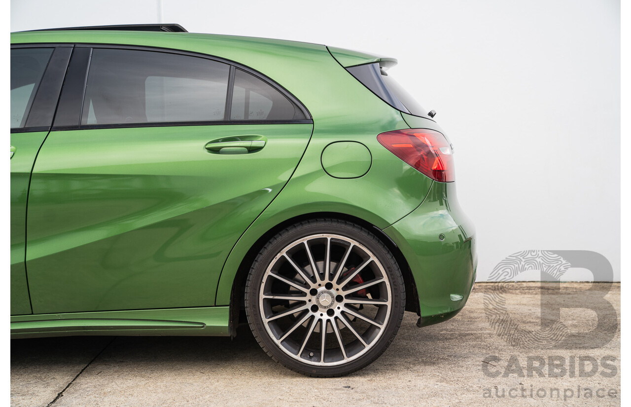 03/2016 Mercedes Benz A250 Sport 4Matic (AWD) 176 MY15 5d Hatchback Elbaite Green Metallic Turbo 2.0L