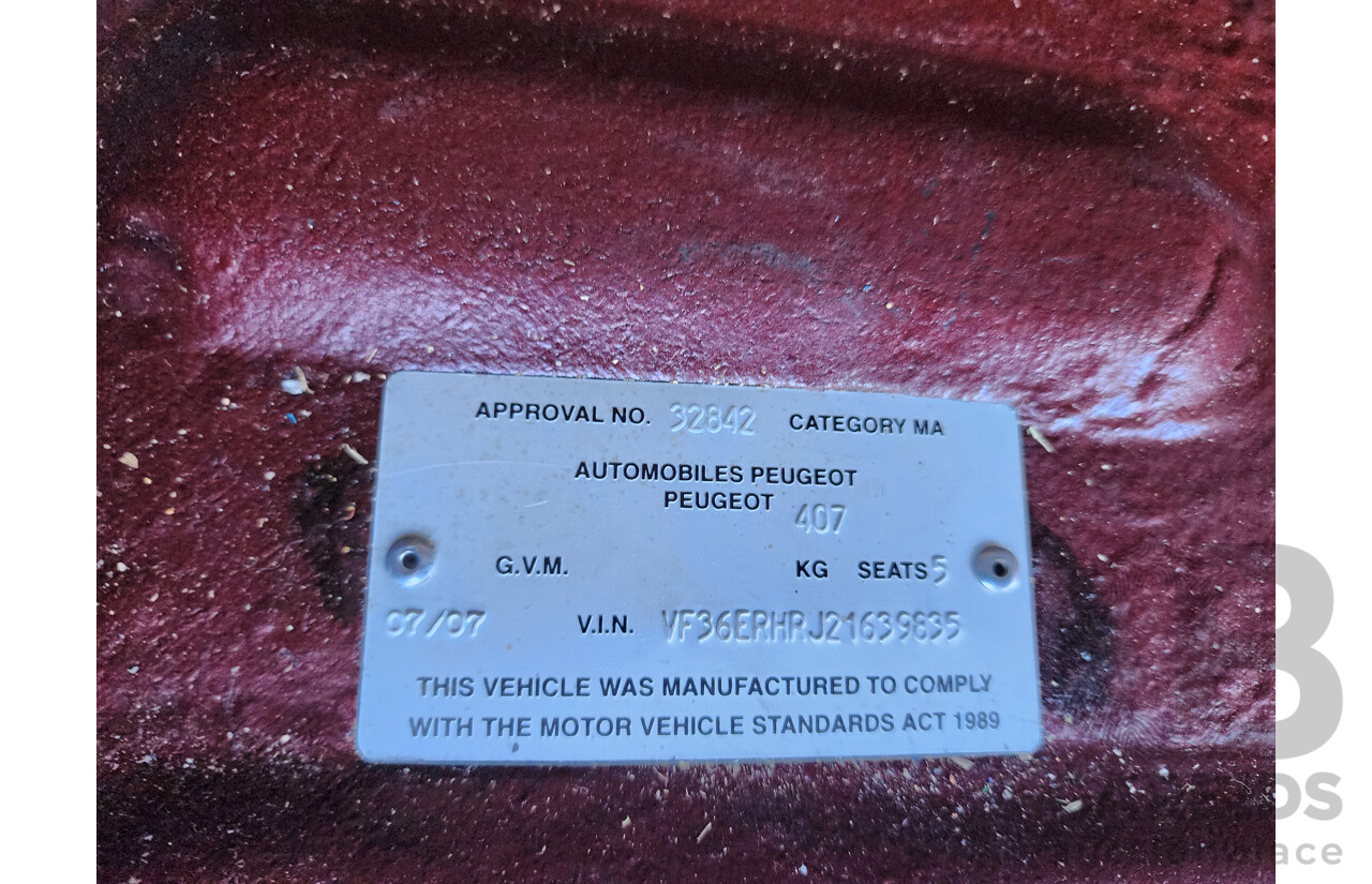 07/2007 Peugeot 407 ST HDi Touring Executive MY06 UPGRADE 4d Wagon Maroon 2.0L