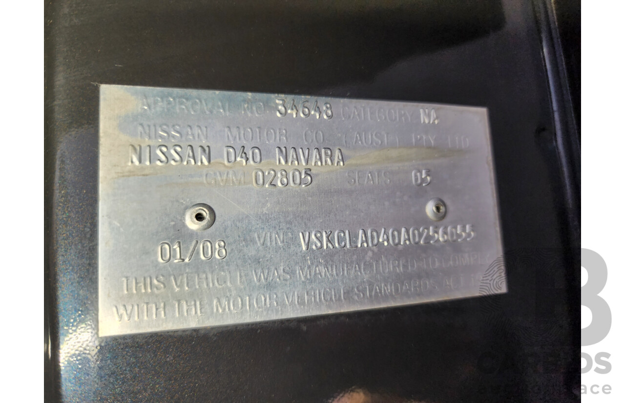 01/2008 Nissan Navara ST-X D40 Dual Cab P/Up Grey 4.0L