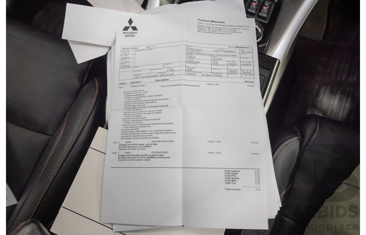 2/2019 Mitsubishi Eclipse Cross Exceed (AWD) YA MY19 4d Wagon Titanium Grey Metallic Turbo 1.5L