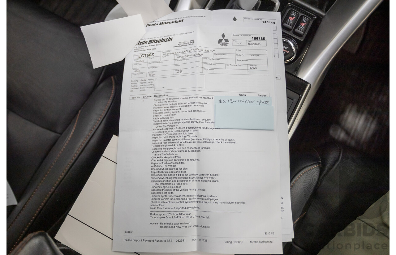 2/2019 Mitsubishi Eclipse Cross Exceed (AWD) YA MY19 4d Wagon Titanium Grey Metallic Turbo 1.5L