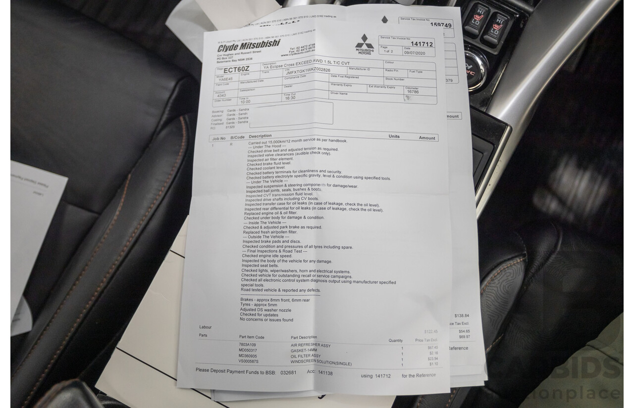 2/2019 Mitsubishi Eclipse Cross Exceed (AWD) YA MY19 4d Wagon Titanium Grey Metallic Turbo 1.5L