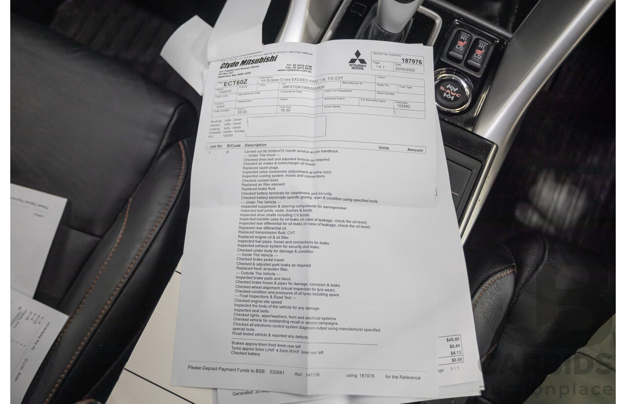 2/2019 Mitsubishi Eclipse Cross Exceed (AWD) YA MY19 4d Wagon Titanium Grey Metallic Turbo 1.5L