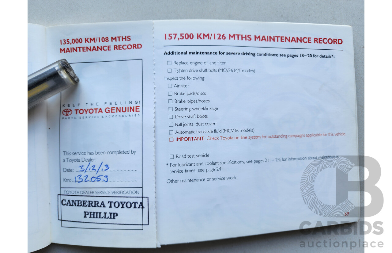 07/2004 Toyota Camry Altise ACV36R 4d Sedan Silver 2.4L