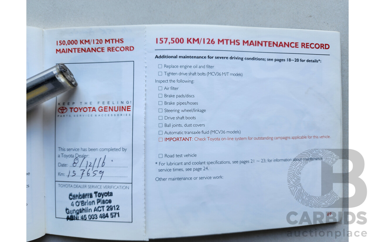 07/2004 Toyota Camry Altise ACV36R 4d Sedan Silver 2.4L