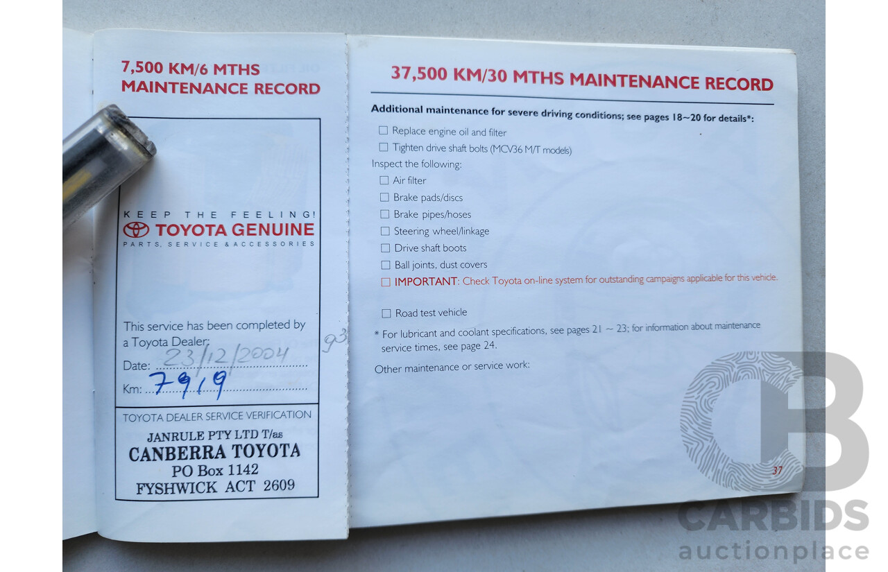 07/2004 Toyota Camry Altise ACV36R 4d Sedan Silver 2.4L