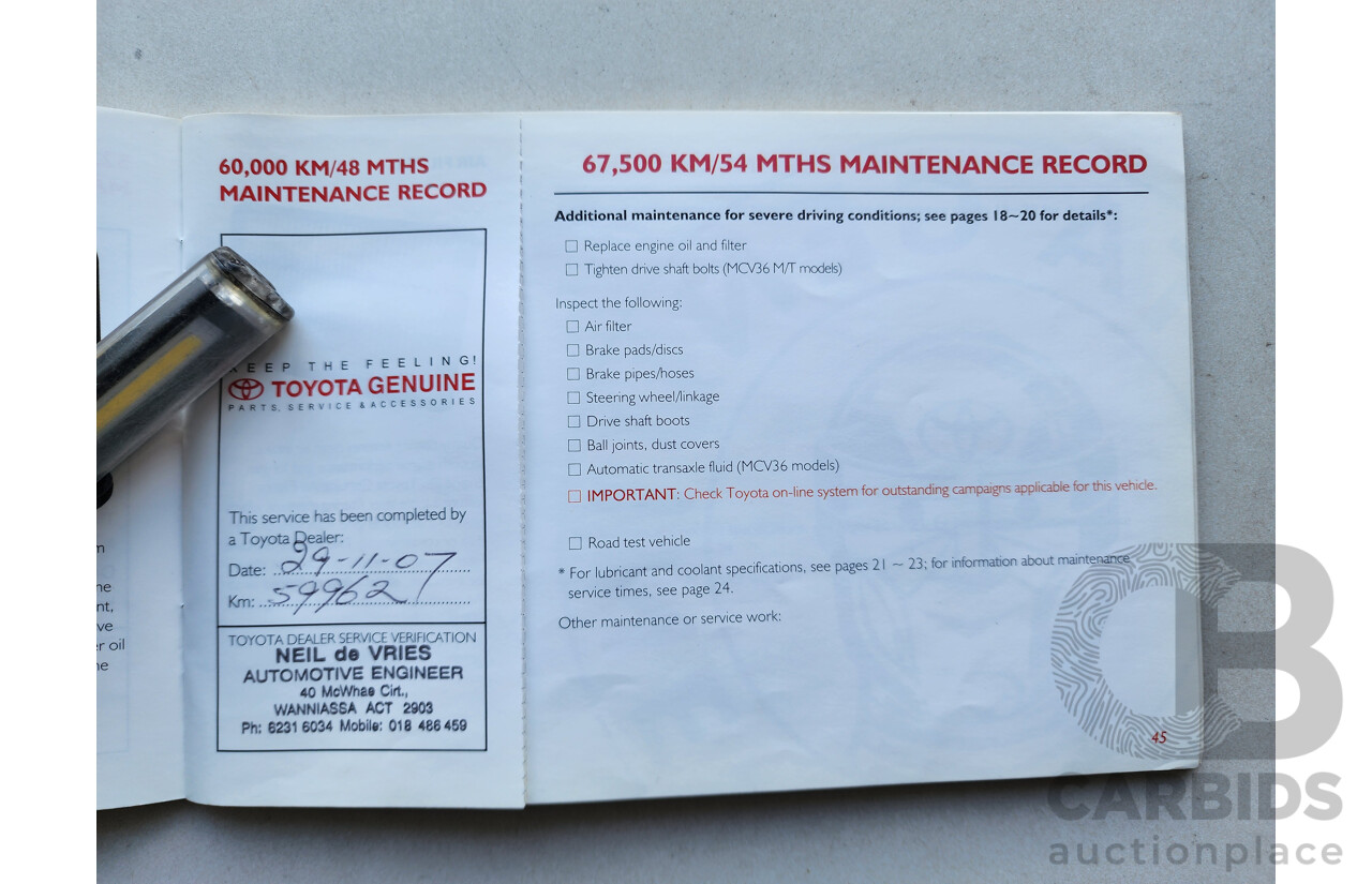 07/2004 Toyota Camry Altise ACV36R 4d Sedan Silver 2.4L