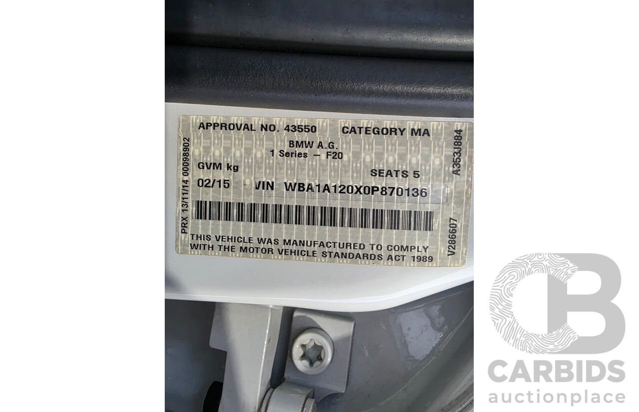 2/2015 BMW 116i Sport F20 MY15 5d Hatchback Mineral White Metallic Turbo 1.6L