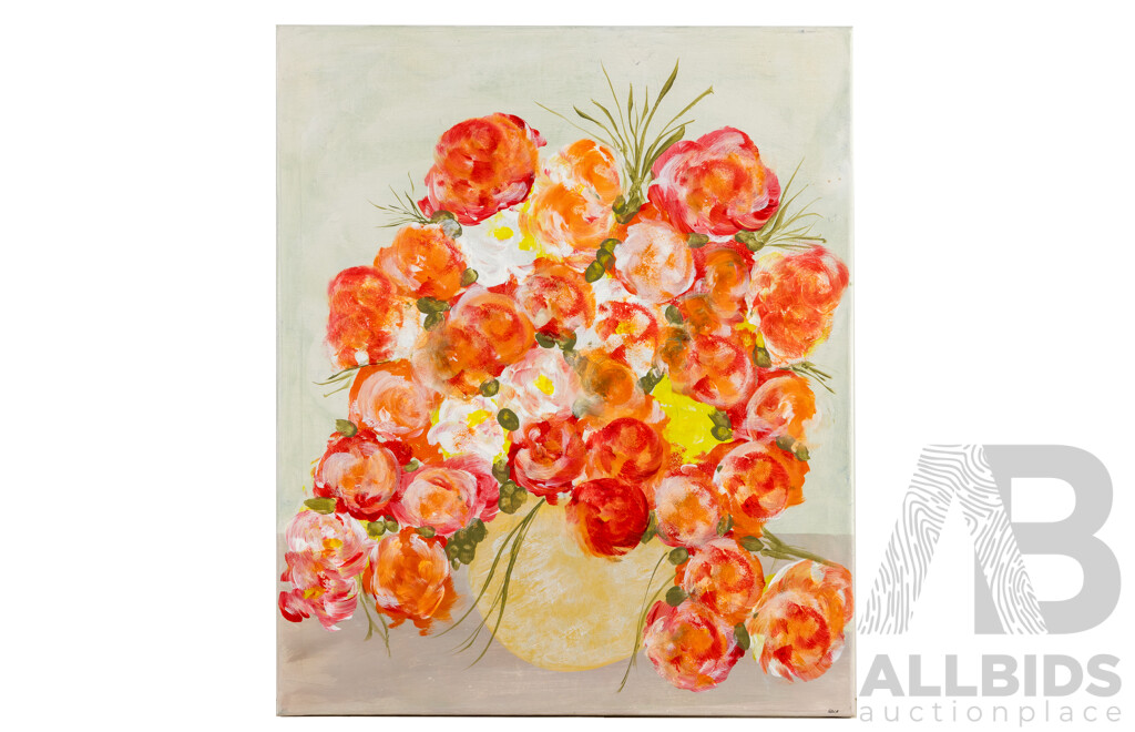 Fosca (20th Century, Australian), Floral a Bright (2026), Original Acrylic on Canvas, 60H x 50W cm (frame)