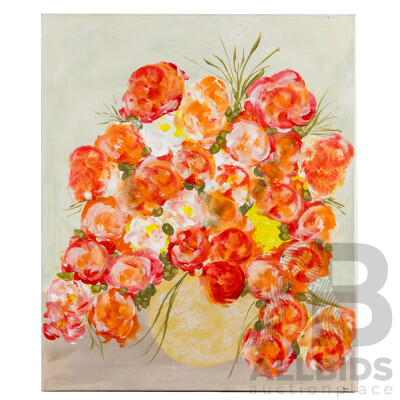Fosca (20th Century, Australian), Floral a Bright (2026), Original Acrylic on Canvas, 60H x 50W cm (frame)