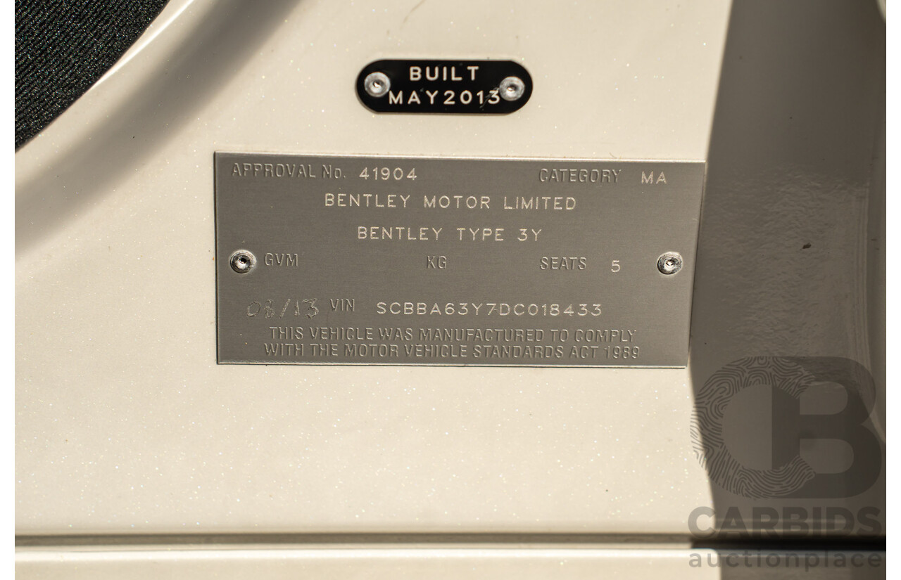 08/2013 Bentley Mulsanne (Mulliner & Premiere Specification) 3Y 4d Sedan Ghost Pearl White Twin Turbo V8 6.8L