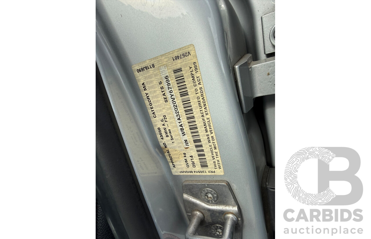 09/2014 Bmw 1 18i F20 MY13 5D Hatchback Glacier Silver Metallic 1.6L