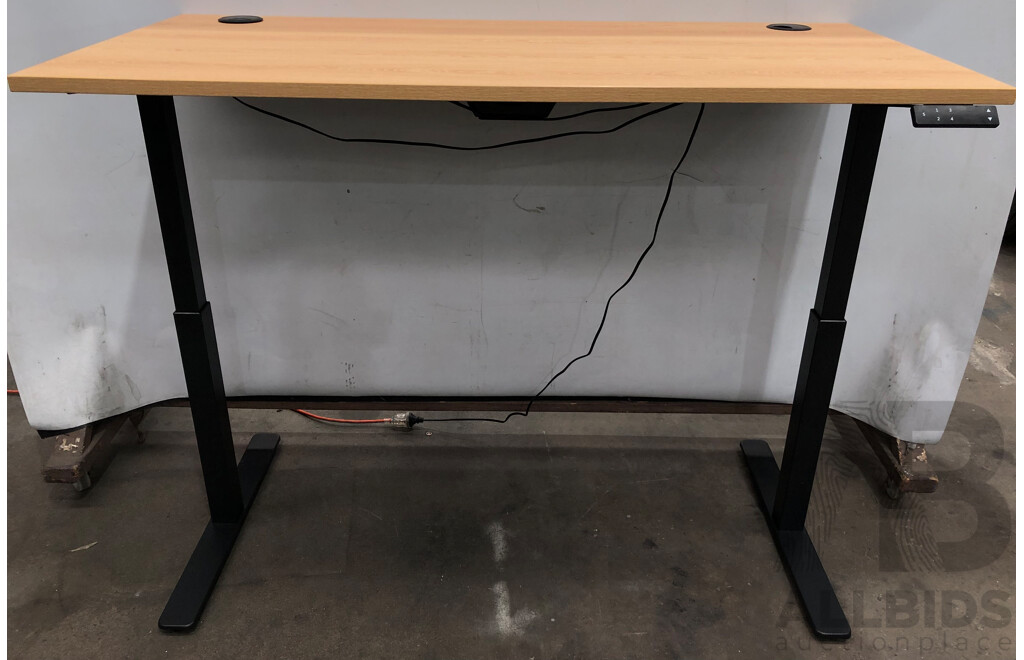 Six Electric Height Adjustable Sit to Stand Desks and Four Gaslift Chairs