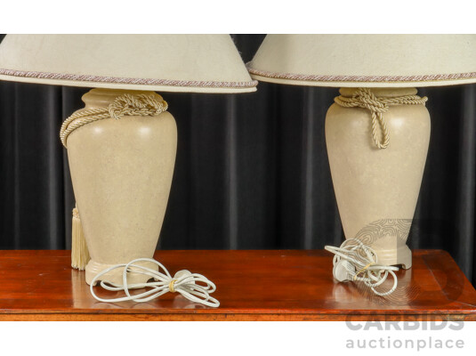 Pair of Faux Marble Table Lamps