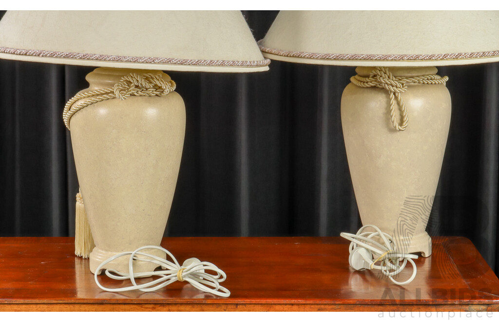Pair of Faux Marble Table Lamps