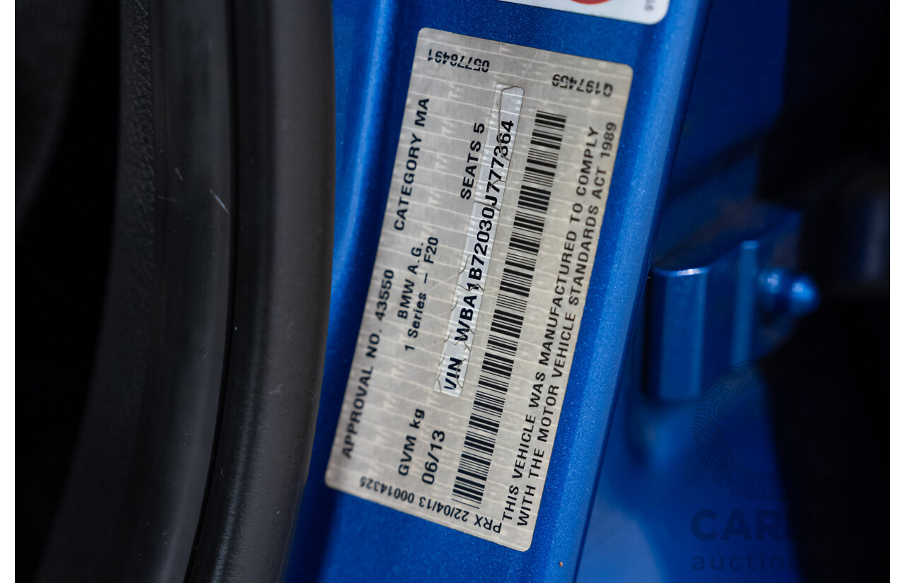 06/2013 BMW 1 Series M135i (RWD) F20 5d Hatchback Estoril Blue Turbo 3.0L