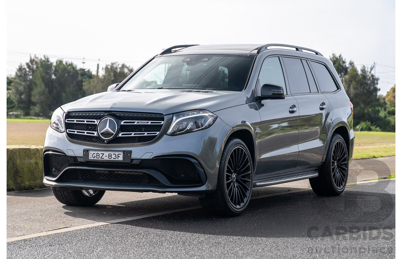 6/2018 Mercedes-Benz GLS 63 AMG 4Matic (AWD) X166 MY17 4d Wagon Selenite Grey Metallic Twin Turbo V8 5.5L - 7 Seater