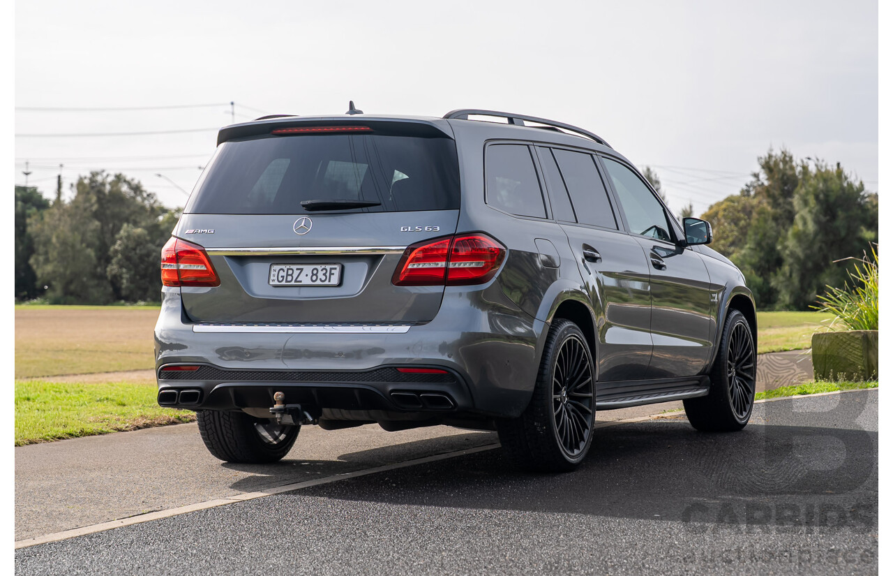 6/2018 Mercedes-Benz GLS 63 AMG 4Matic (AWD) X166 MY17 4d Wagon Selenite Grey Metallic Twin Turbo V8 5.5L - 7 Seater