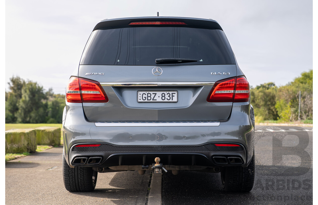 6/2018 Mercedes-Benz GLS 63 AMG 4Matic (AWD) X166 MY17 4d Wagon Selenite Grey Metallic Twin Turbo V8 5.5L - 7 Seater