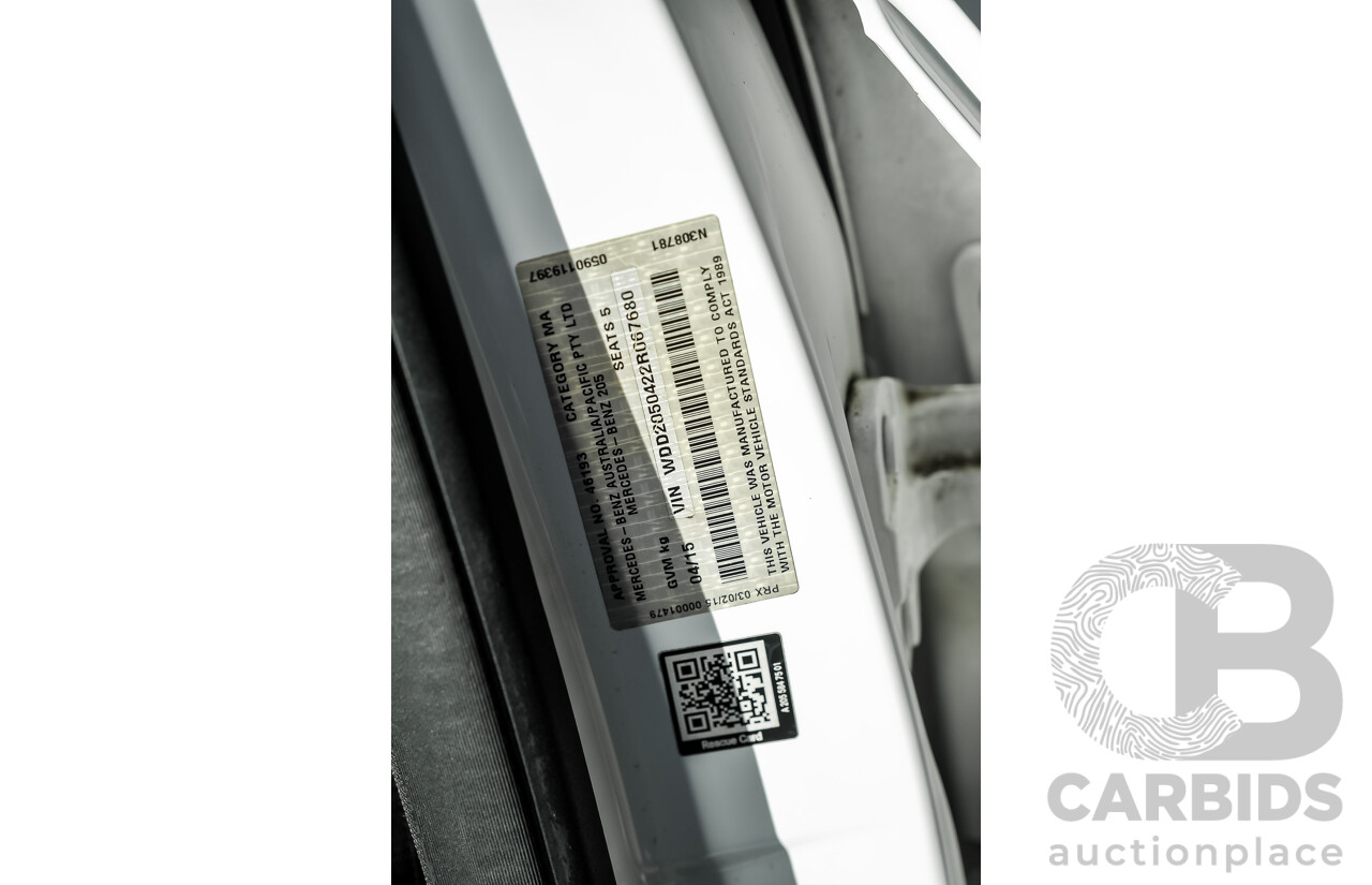 04/2015 Mercedes-Benz C200 (RWD) 205 4d Sedan White Turbo 2.0L