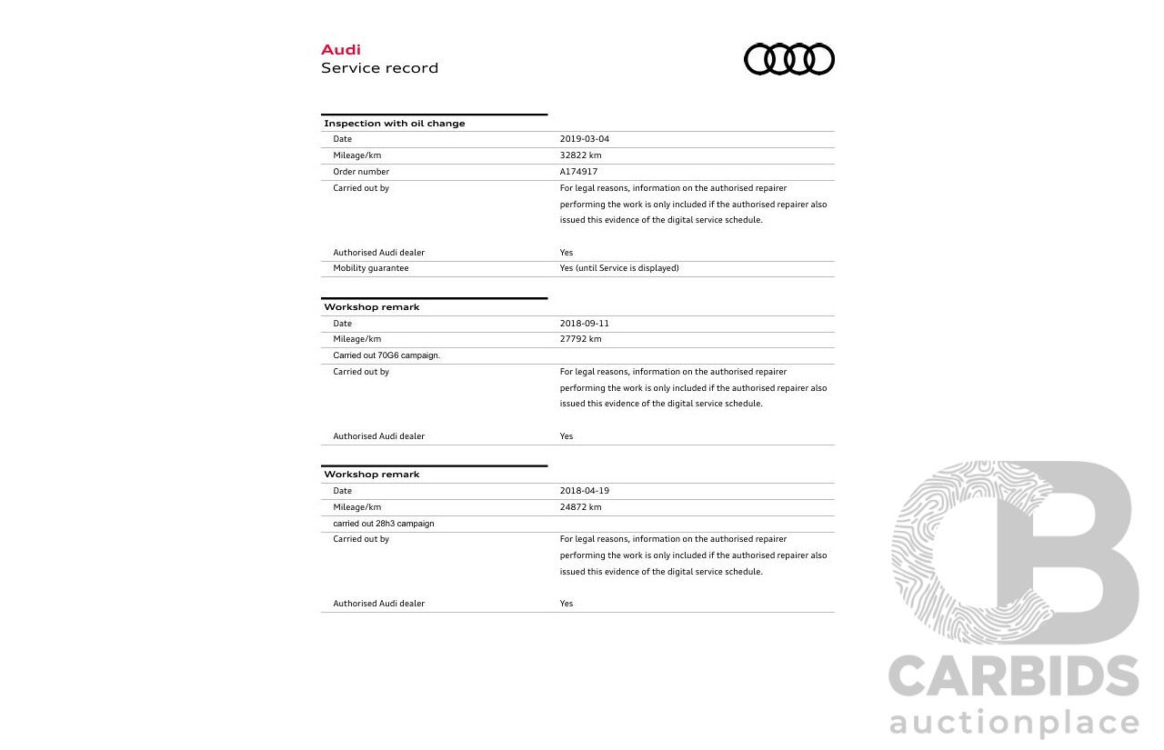 04/2016 Audi A4 2.0 TFSI Quattro S TRONIC SPT F4 (B9) 4D Sedan Moonshine Blue Metallic Turbo 2.0L