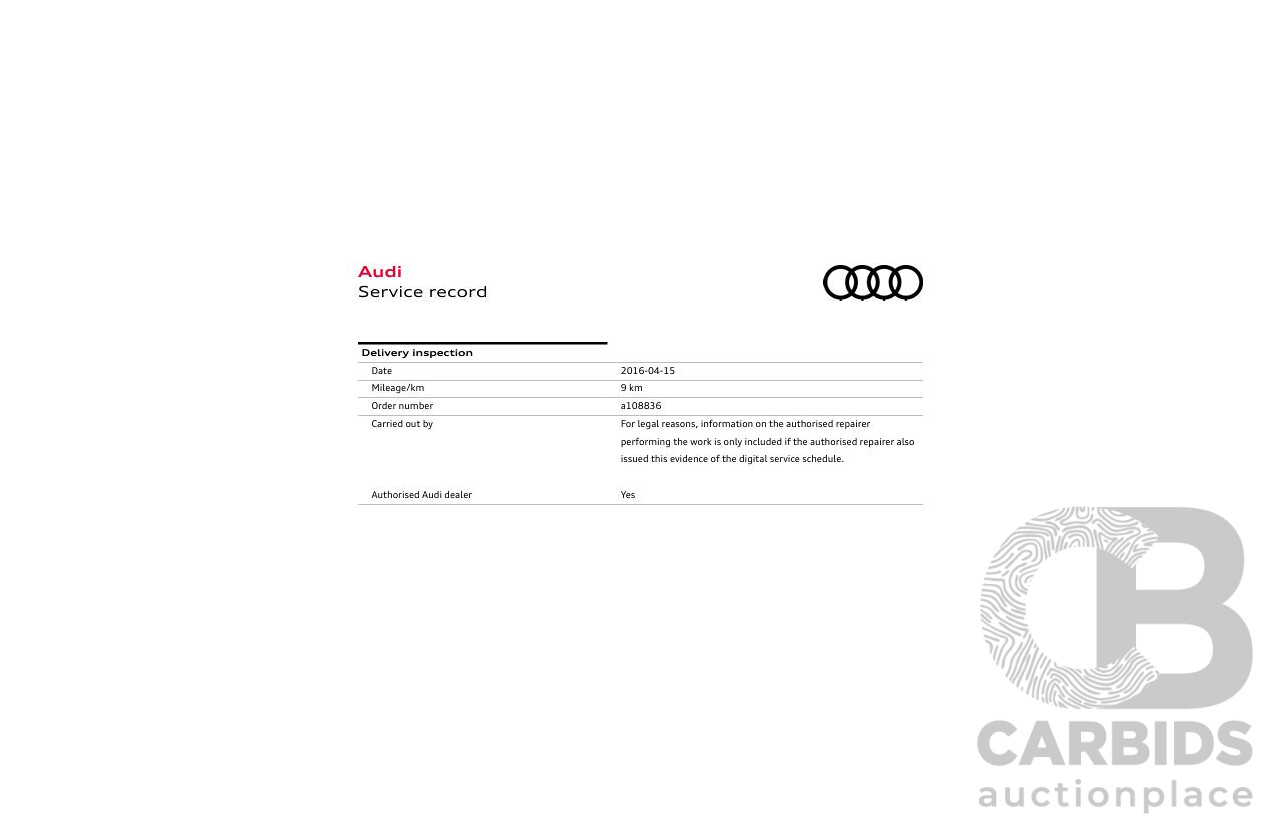 04/2016 Audi A4 2.0 TFSI Quattro S TRONIC SPT F4 (B9) 4D Sedan Moonshine Blue Metallic Turbo 2.0L