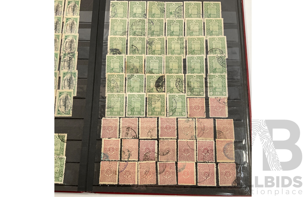 Album of Ottoman Empire and Turkey Stamps Spanning 1880's to 1960's, Overprints, Hand Cancels, Part Sets