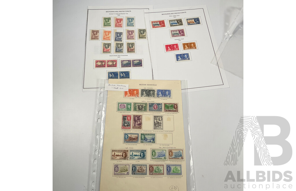 Stanley Gibbons King George VI Stamp Album, Many Sets, Mint Hinged, Overprints