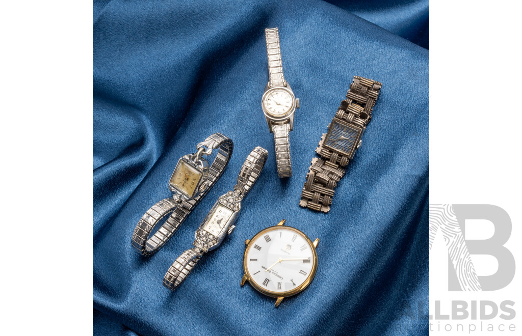 Vintage Ladies Manual Wind Mechanical, Seiko, Rotary, Lauris, Lanco, Christian Bernard - Lot of 5