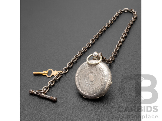 Vintage 935 European Fine Silver Engraved Pocket Watch - 43.91gms