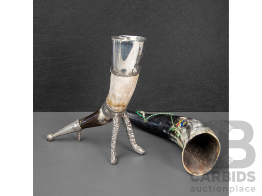 Vintage Horn  Drinking Vessel with Horn Whistle