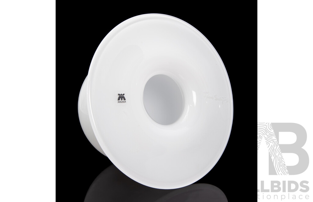 White Tone 'Boblin' Vase by Finn Viggo Schjøl for Mangor Glassverk