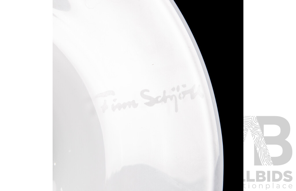 White Tone 'Boblin' Vase by Finn Viggo Schjøl for Mangor Glassverk