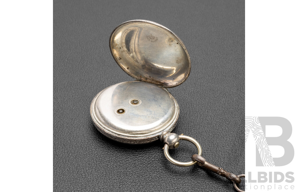 Vintage 935 European Fine Silver Engraved Pocket Watch - 43.91gms