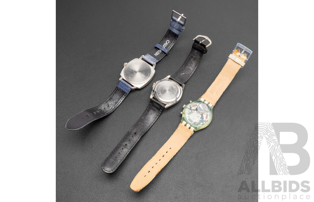 Collection of Men's Watches, Swatch, Timex & Calvin Klein - Lot of 3