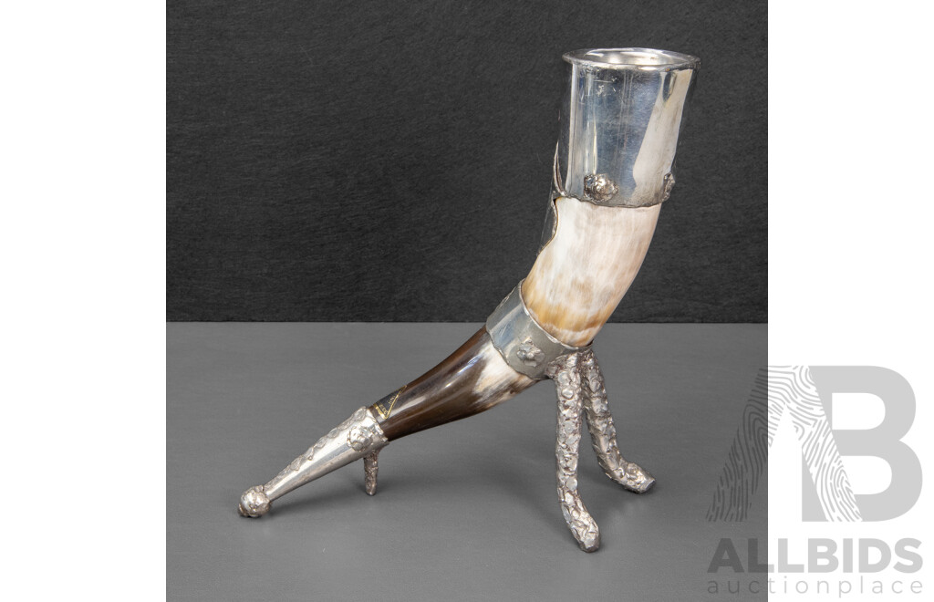 Vintage Horn  Drinking Vessel with Horn Whistle