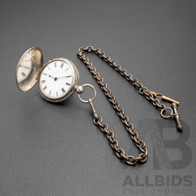 Vintage 935 European Fine Silver Engraved Pocket Watch - 43.91gms