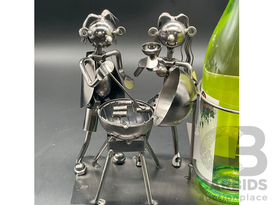 Metal ''Nuts and Bolts'' BBQ Bottle Holder Sculptures - Lot of 6