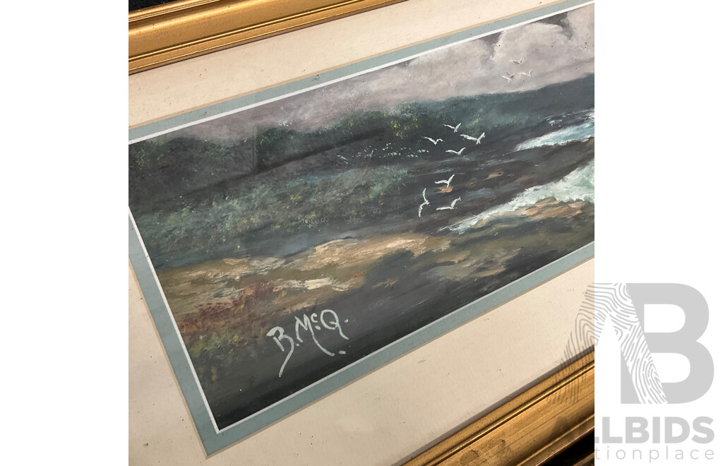 Variety of Vintage Coastal Landscape Paintings, Including M. Joensen, J. Koskie, V. Loria and Others - Lot of 7