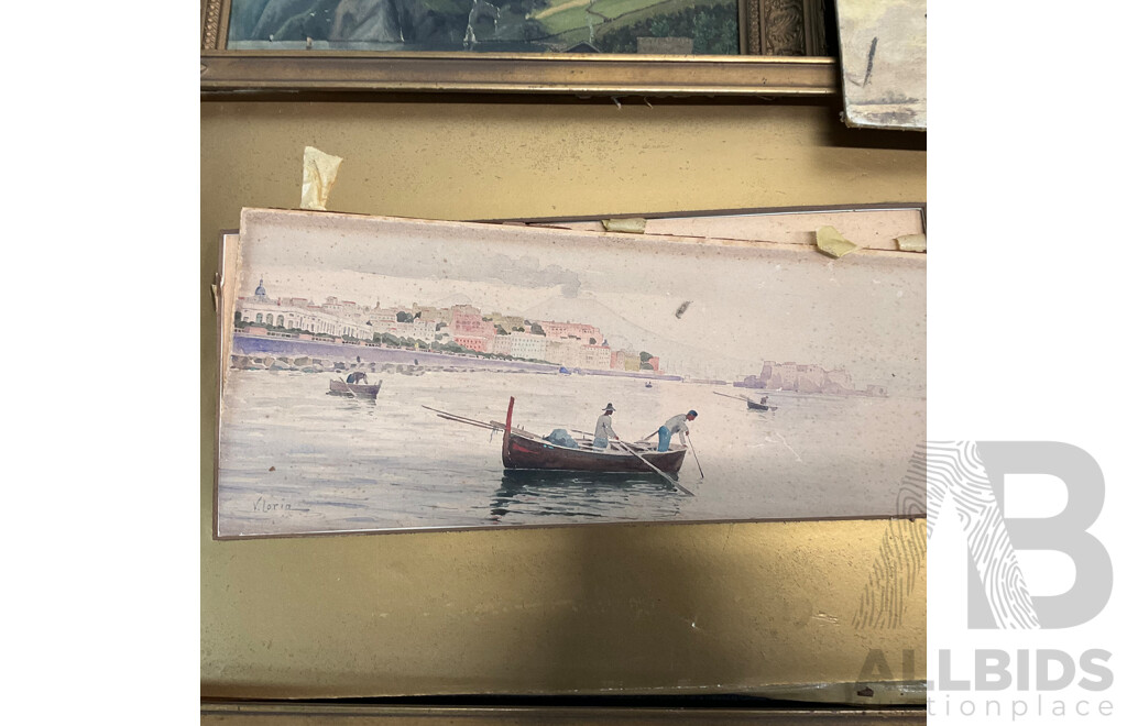 Variety of Vintage Coastal Landscape Paintings, Including M. Joensen, J. Koskie, V. Loria and Others - Lot of 7