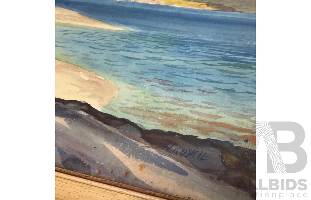 Variety of Vintage Coastal Landscape Paintings, Including M. Joensen, J. Koskie, V. Loria and Others - Lot of 7
