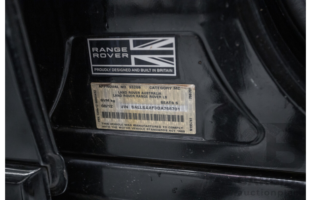 8/2012 Range Rover Range Rover Sport 3.0 SDV6 (AWD) MY12 4d Wagon Santorini Black Twin Turbo Diesel V6 3.0L